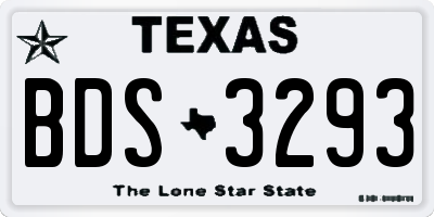 TX license plate BDS3293