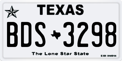 TX license plate BDS3298