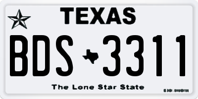 TX license plate BDS3311