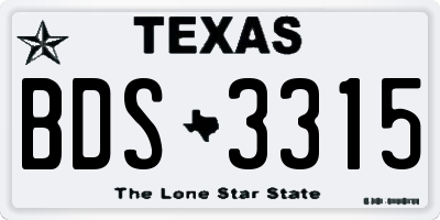 TX license plate BDS3315