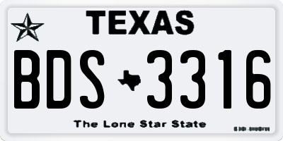 TX license plate BDS3316