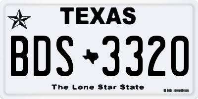 TX license plate BDS3320