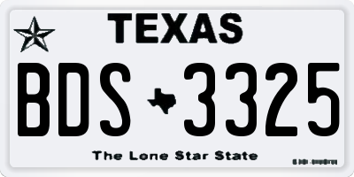 TX license plate BDS3325
