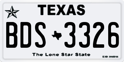 TX license plate BDS3326
