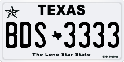 TX license plate BDS3333