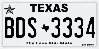 TX license plate BDS3334