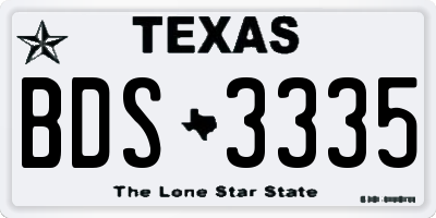 TX license plate BDS3335