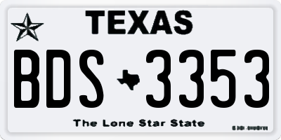 TX license plate BDS3353
