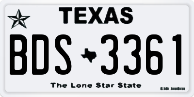 TX license plate BDS3361