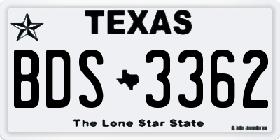 TX license plate BDS3362