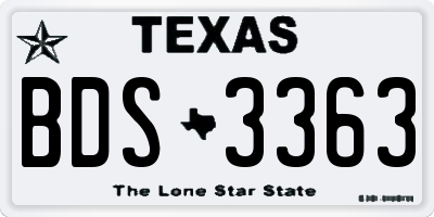TX license plate BDS3363