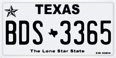TX license plate BDS3365