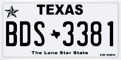 TX license plate BDS3381
