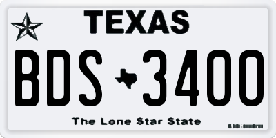 TX license plate BDS3400