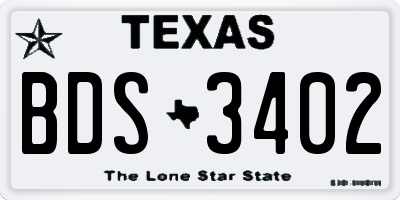 TX license plate BDS3402
