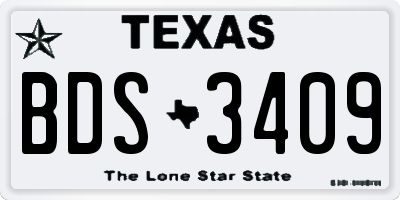 TX license plate BDS3409