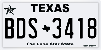 TX license plate BDS3418