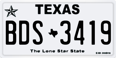 TX license plate BDS3419