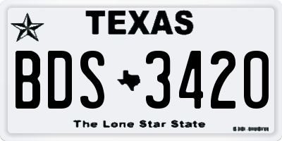 TX license plate BDS3420