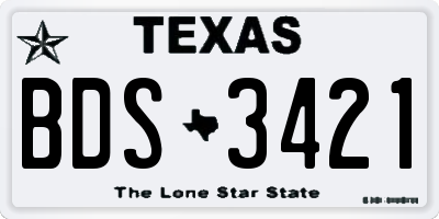 TX license plate BDS3421