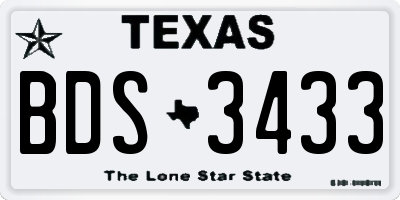 TX license plate BDS3433