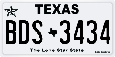 TX license plate BDS3434