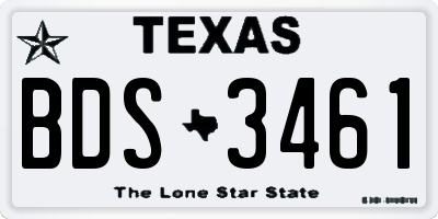 TX license plate BDS3461