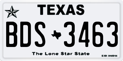 TX license plate BDS3463