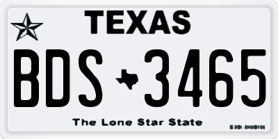 TX license plate BDS3465