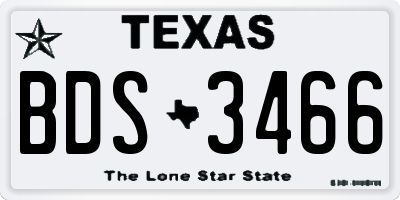 TX license plate BDS3466