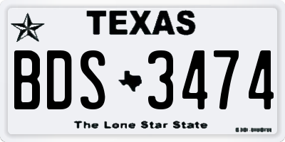 TX license plate BDS3474