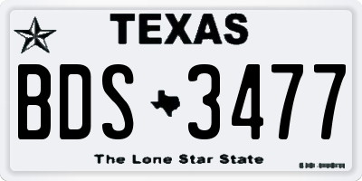 TX license plate BDS3477