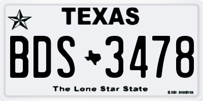 TX license plate BDS3478