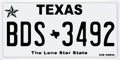 TX license plate BDS3492