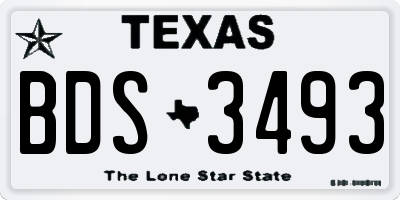 TX license plate BDS3493