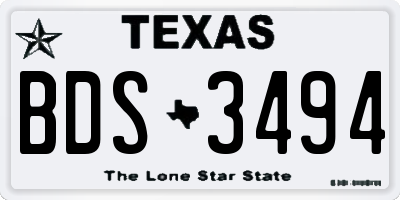 TX license plate BDS3494
