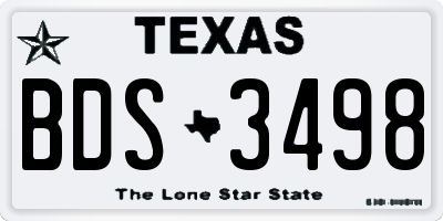 TX license plate BDS3498