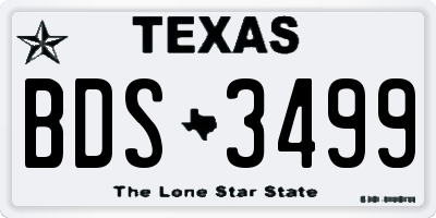 TX license plate BDS3499
