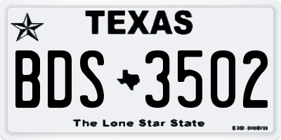 TX license plate BDS3502
