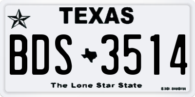 TX license plate BDS3514