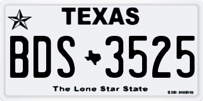 TX license plate BDS3525