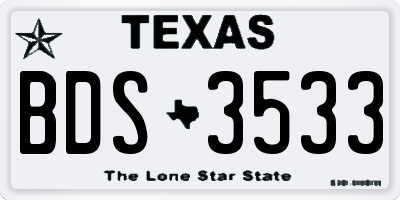 TX license plate BDS3533
