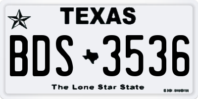 TX license plate BDS3536