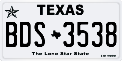 TX license plate BDS3538