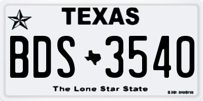 TX license plate BDS3540