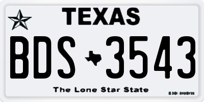 TX license plate BDS3543
