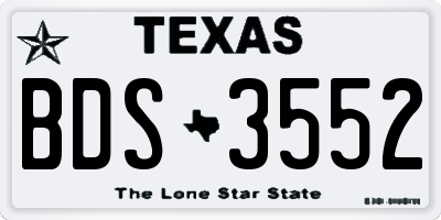 TX license plate BDS3552