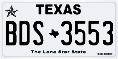 TX license plate BDS3553