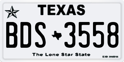 TX license plate BDS3558
