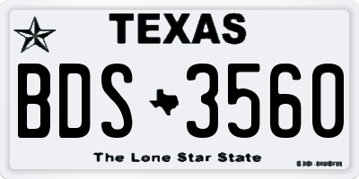 TX license plate BDS3560